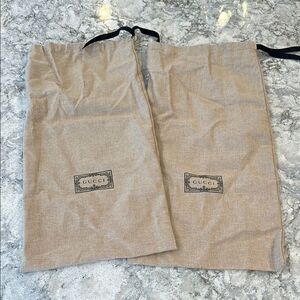 ✨ Gucci Shoe Dust Bags (Pair) | 8.5x17 Beige with Black Logo